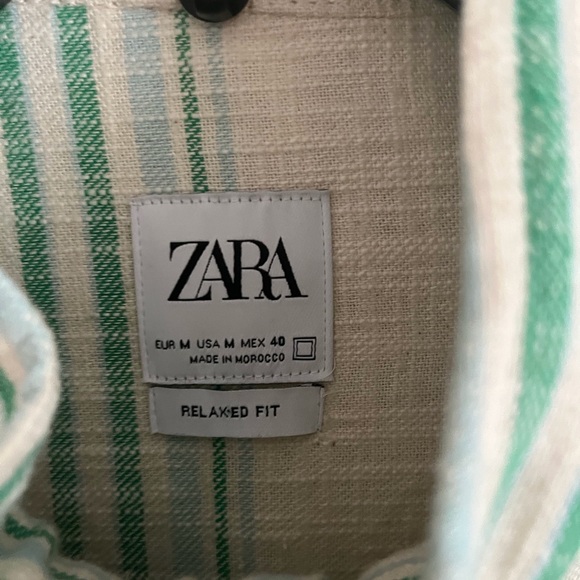 NWOT Mens ZARA blue green stripe jacket M - Picture 4 of 5